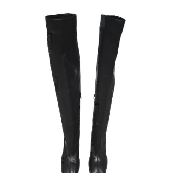 Jeffrey Campbell Black Knee High Leather Boots - Picture 4 of 12